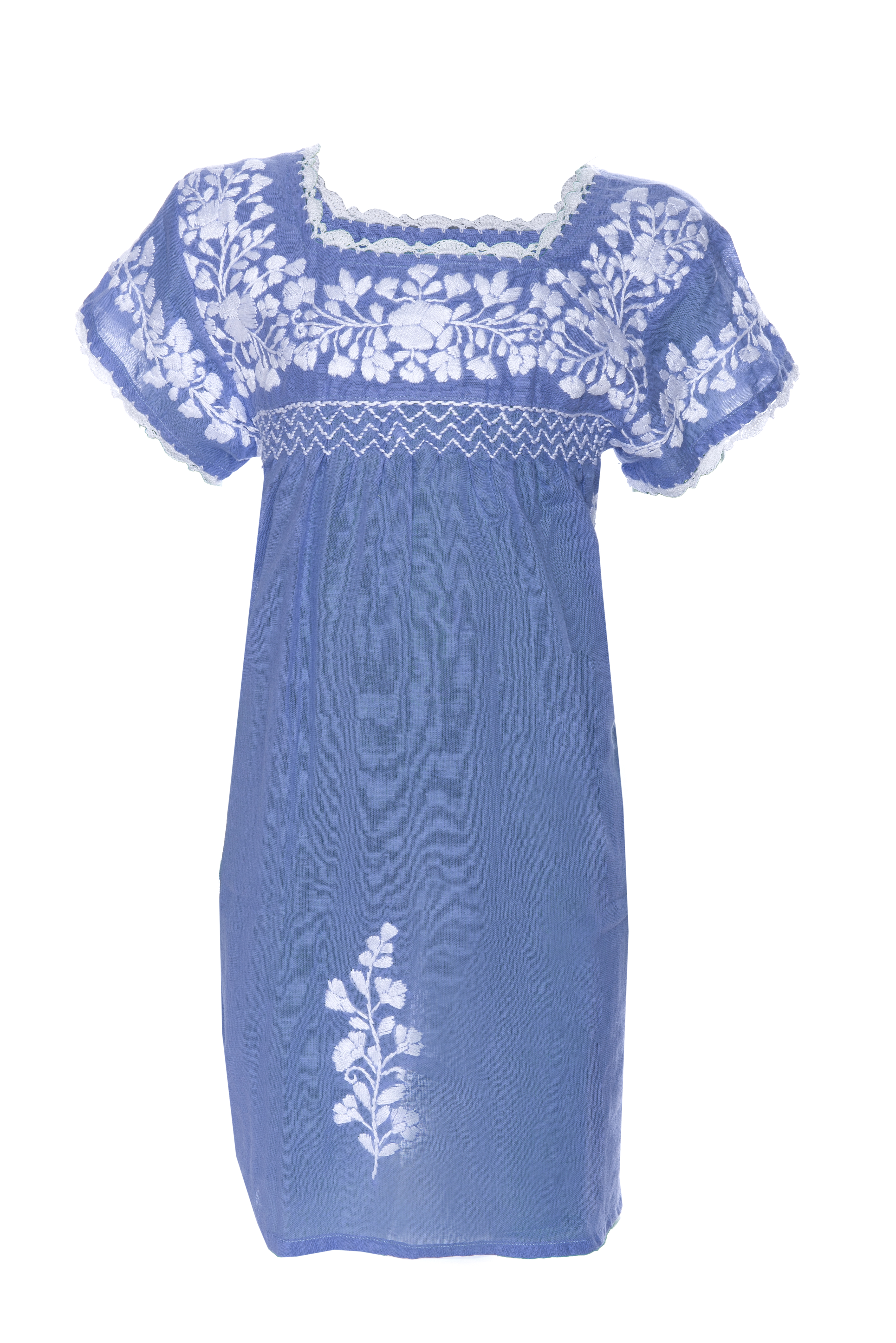 Tunika handbestickt Kinder, blau