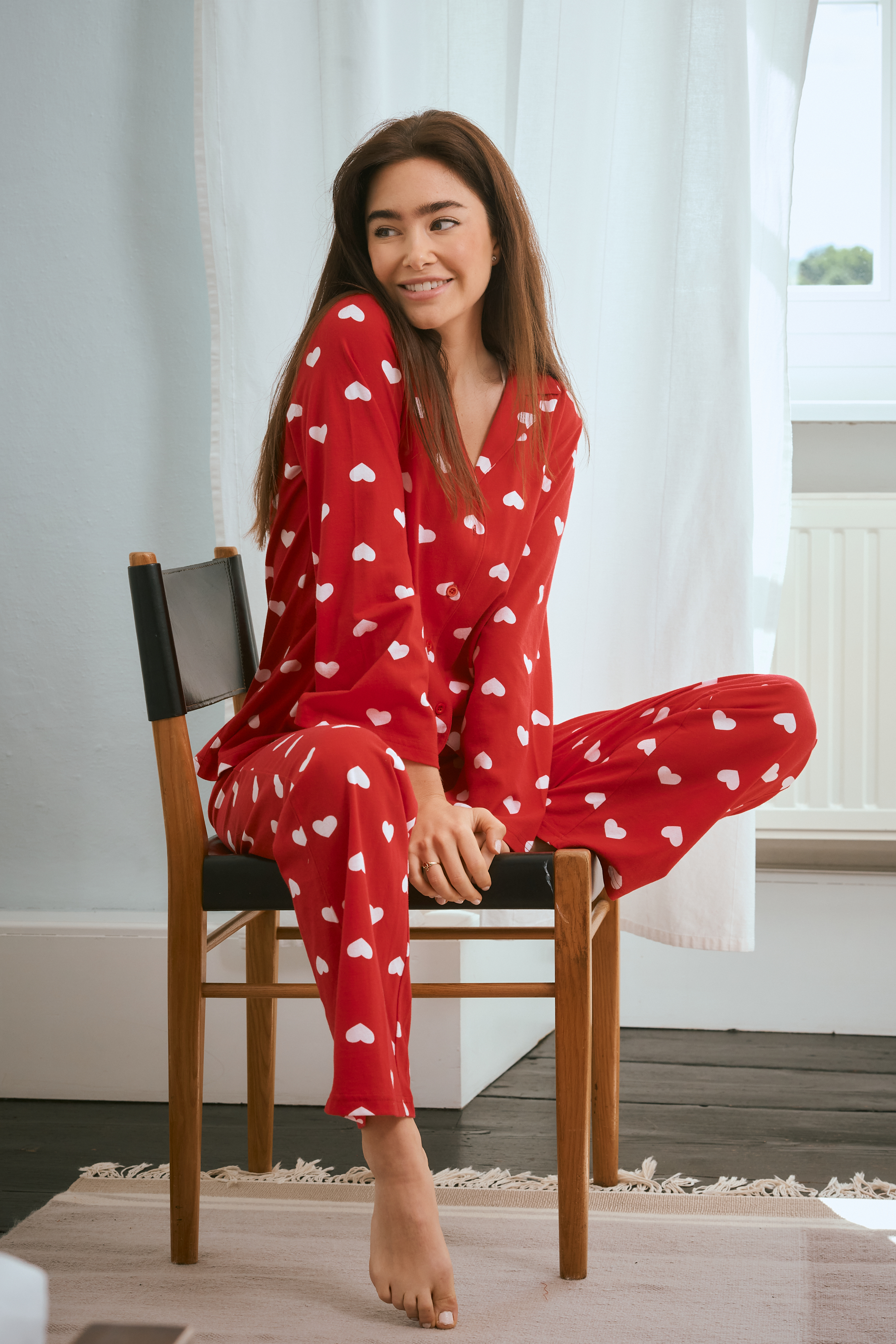 Pyjama Knopfleiste, Herz allover