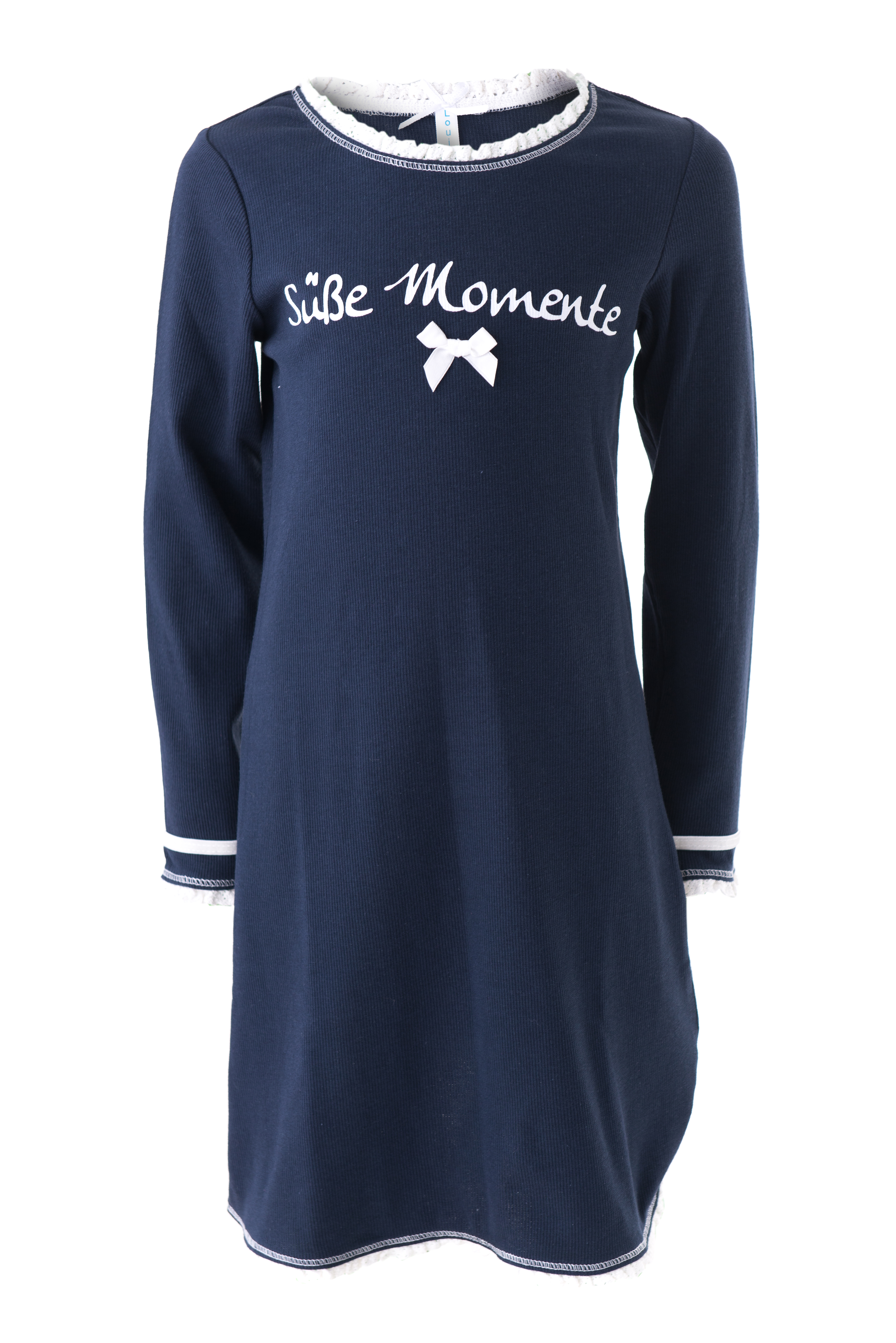 DSC_7617 Nachthemd Kinder Rippe "Süße Momente", blau