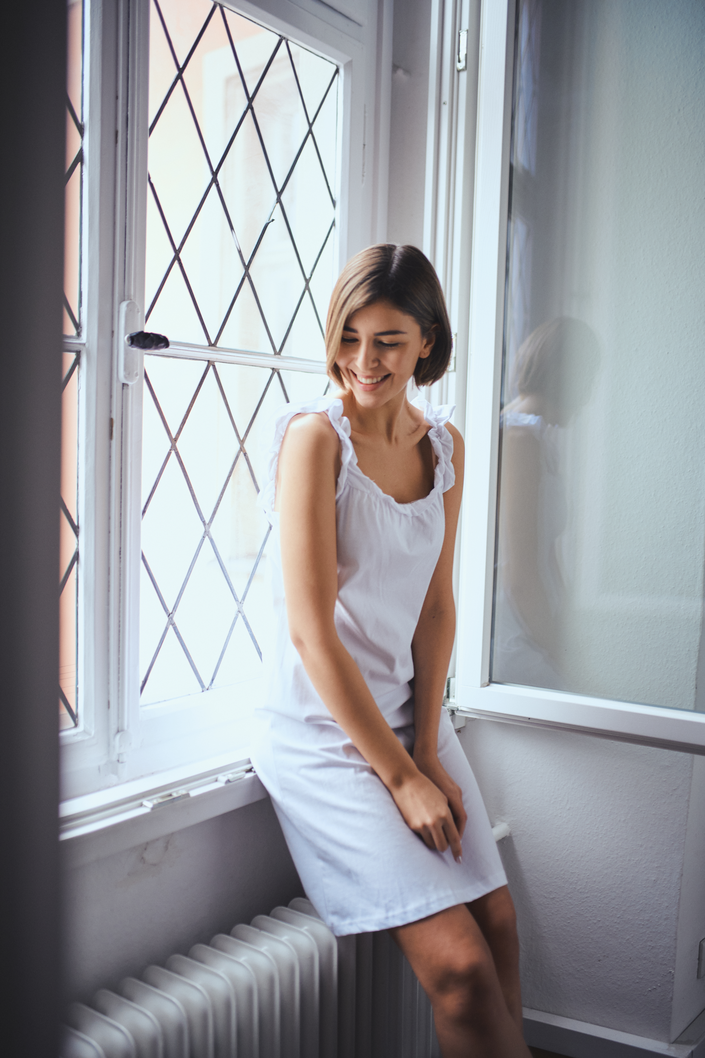 241113_LL15229 Nachthemd Damen Träger Rüsche, weiß