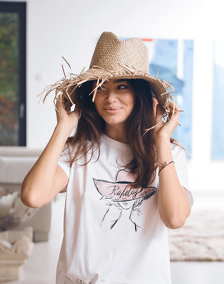 Bild Shirt Damen 'Hut', weiß